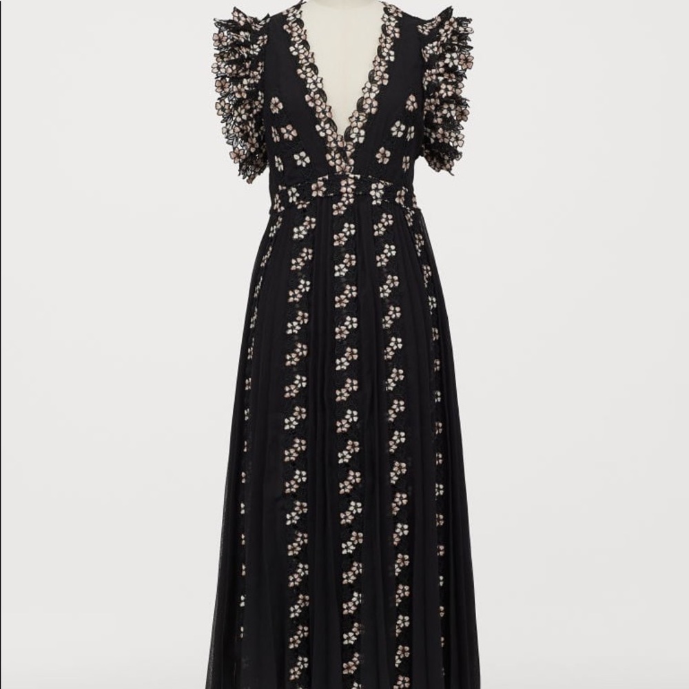NWT HM x Giambattista chiffon dress with lace